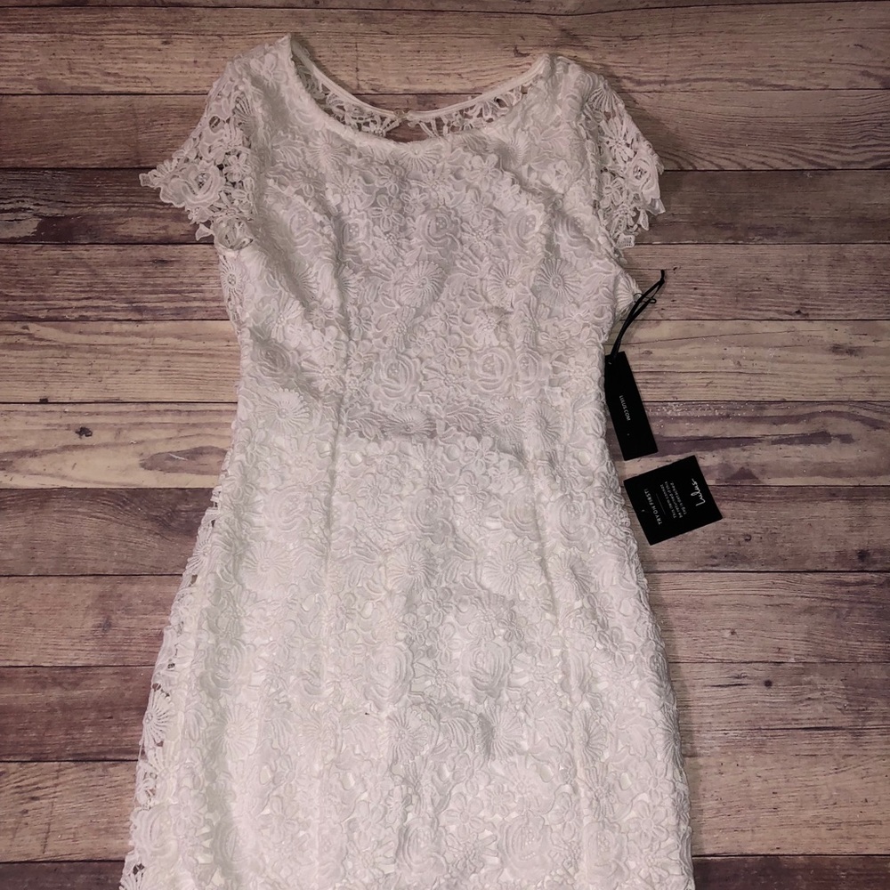 White Lace Open Back Dress
